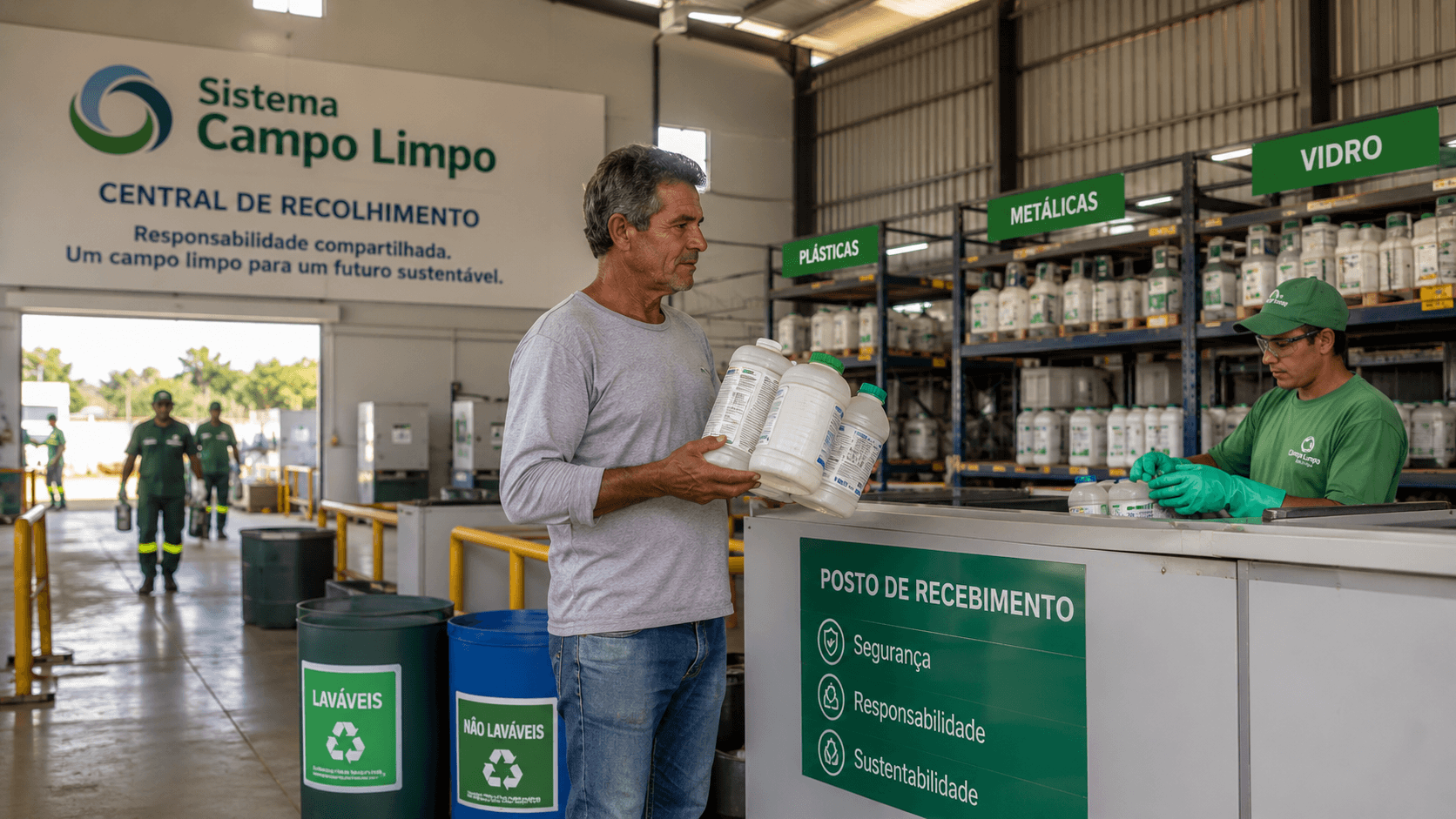 Centrais de recolhimento de embalagens vazias de agrotóxicos — Sistema Campo Limpo recebeu 75.996 toneladas em 2025
