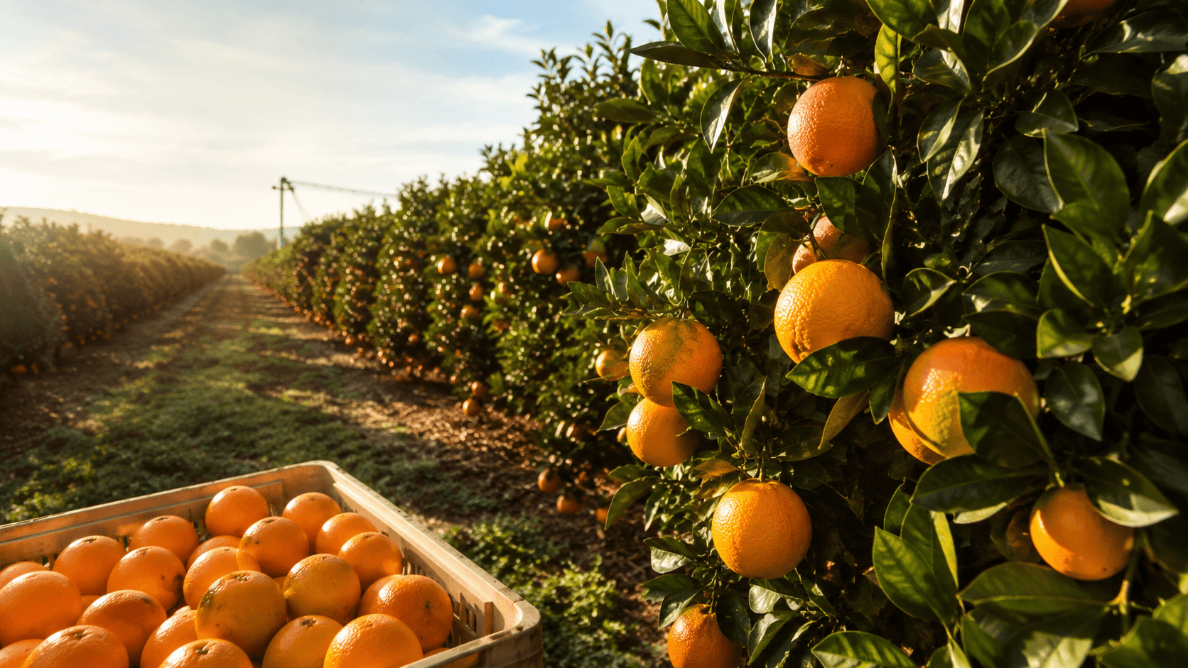 citricultura brasileira: pomar de laranjas em plantação organizada