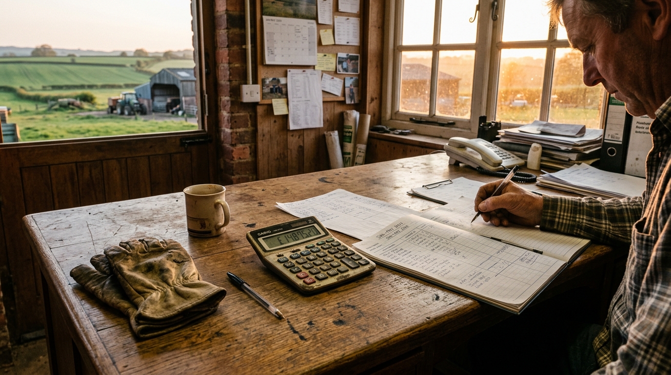 Produtor avaliando planejamento da safra e contratos de crédito a produtor rural