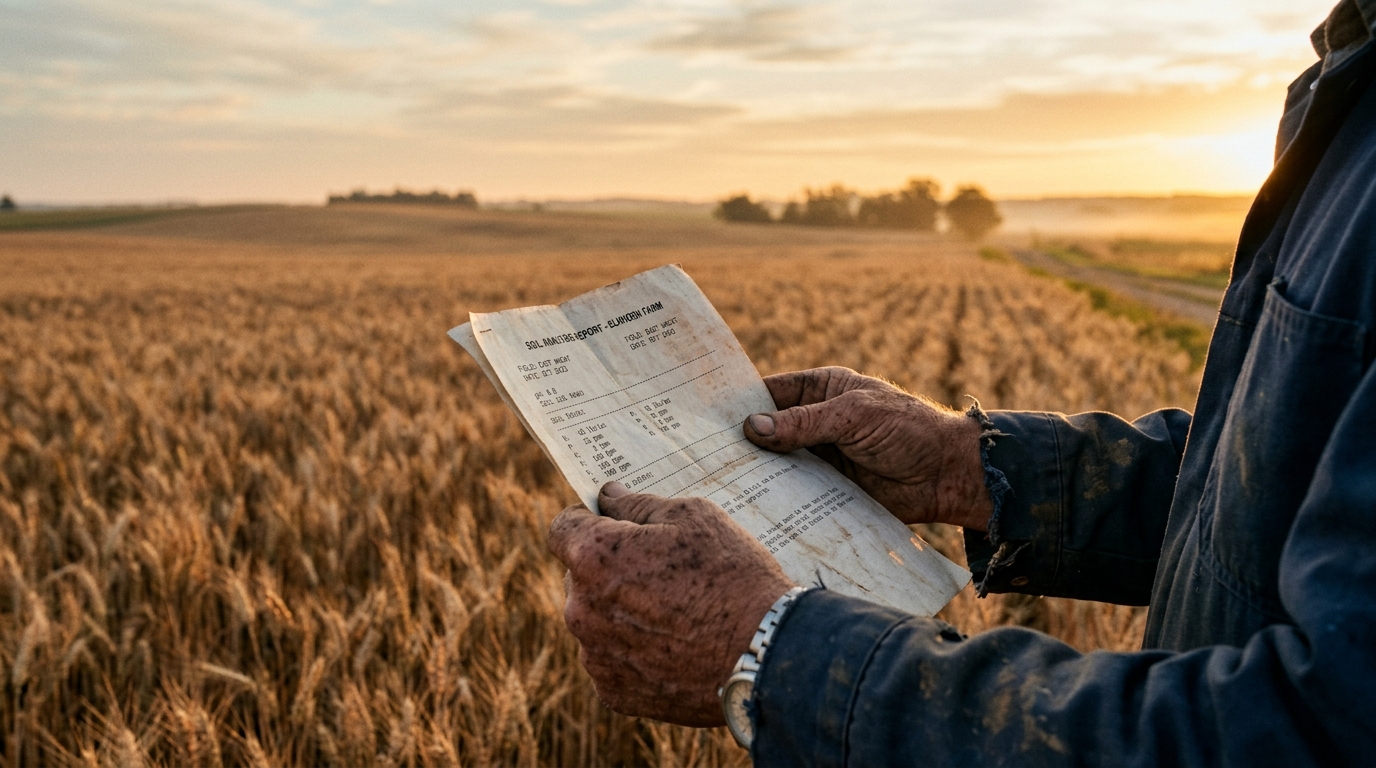 Produtor rural observando sua plantação ao amanhecer, ilustrando a recuperação judicial no agro
