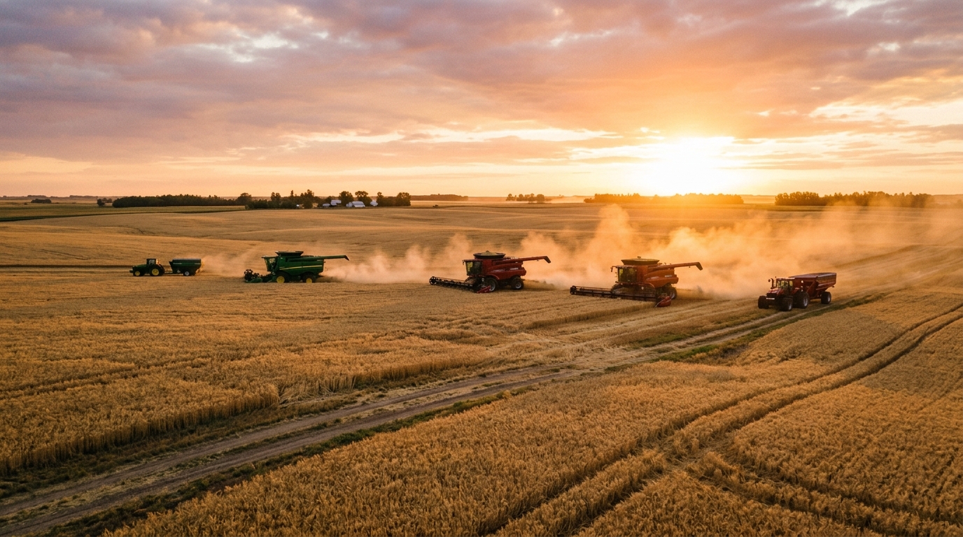Plantação de grãos ao nascer do sol representando a força do PIB do agronegócio goiano